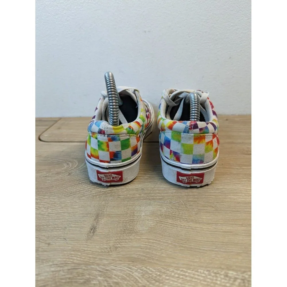 Vans Women’s Shoes Size 5.5 Rainbow Checkered Old Skool Lace Up Off The Wall - Picture 4 of 9